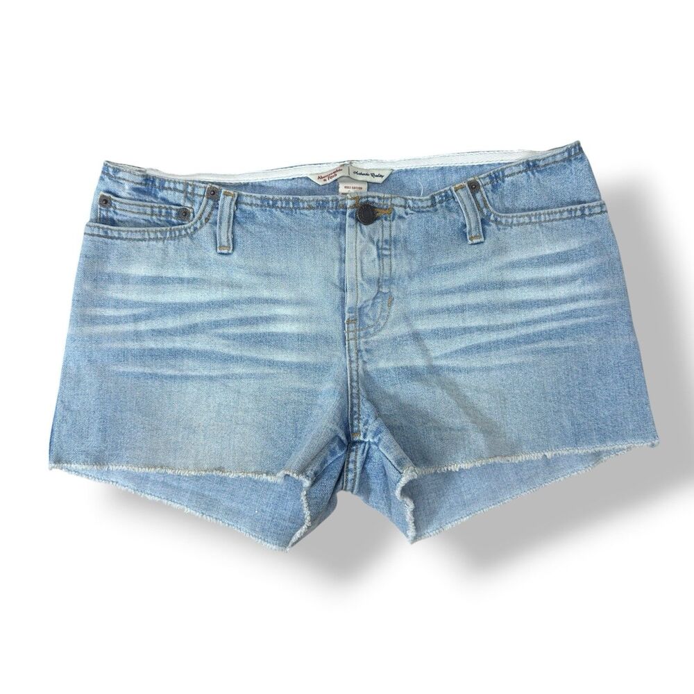 VTG Abercrombie Fitch Micro Shorts Women Size 2 Button Fly Low Rise Light Wash